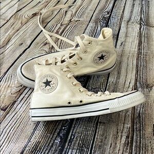 Converse Cream High-Top Sneakers and iridescent accents